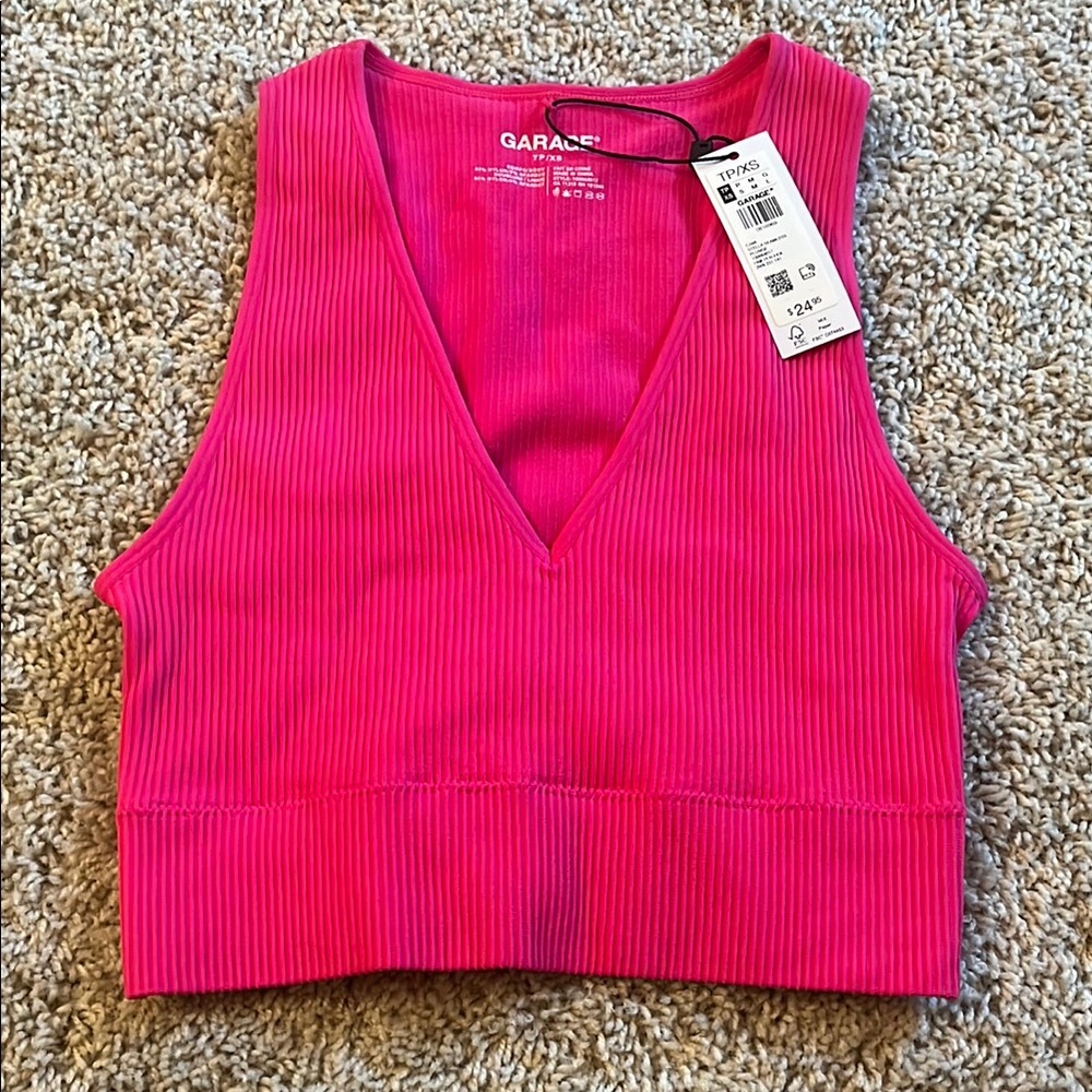 Garage Pink Sleeveless Ribbed Tank Top